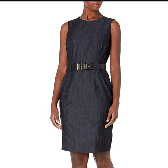 The Limited Dresses & Skirts - THE LIMITED DENIM SHEATH DRESS WITH BELT